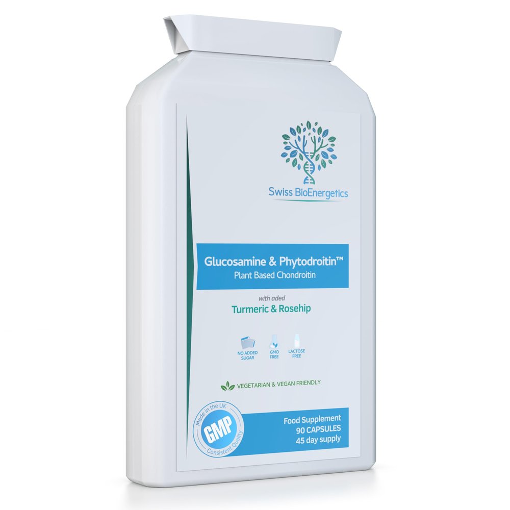 Vegan Glucosamine Phytodroitin Complex 90 Capsules - with Plant Based Chondroitin, Turmeric, Rosehip and Vitamin C to Support Cartilage and Bones - UK Made