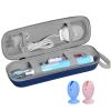 TUNYINSH Travel Case for Oral-B/Oral-B Pro/Phlips Sonicare Electric Toothbrush with 2pcs Toothbrush Heads Cover Cap, Portable Hard Protective Storage Bag with Accessories Storage (Blue) view 1