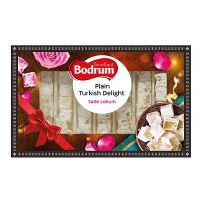 Bodrum Delight Luxury Plain 350g | Turkish Delight Sade Lokum Dessert Gourmet Box | Confectionery Authentic & Luxurious Selection of Turkish Delight Gift Box | from Turkey (Luxury Plain 350g, 1 Pack)