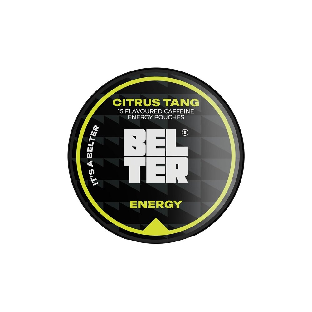 BELTER Caffeine Pouches - Citrus Tang*15 Pouches - Quicker & More Convenient Energy Release Than Energy Drinks, Tablets & Gels. 80mg Caffeine Per Pouch. Great for Sports, Gym, Gaming & Work