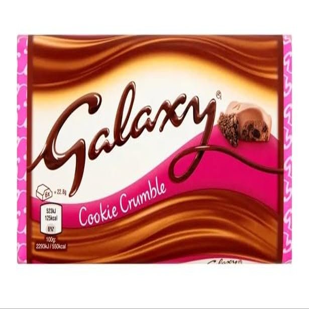 3 x Galaxy Cookie Crumble & Milk Chocolate Block Bar Vegetarian 114g Delicious Special For Easter Tasty And Twisty Treat Gift Hamper, Christmas,Birthday,Easter Gift Sold By Kidzbuzz
