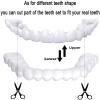 2 Pairs Perfect False Smile Teeth Veneers Top and Bottom Fake Cosmetic Teeth Veneers Instant Comfort Fit Whitening Flex Denture Cover Snap on Dentures for Men and Women view 3