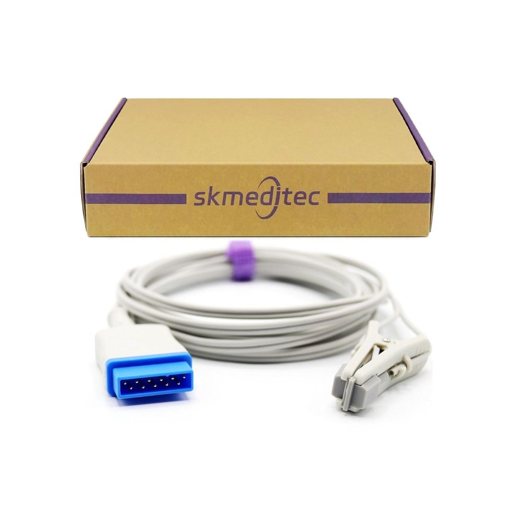skmeditec SpO2 Sensor 9.8FT Direct Connect Cable Without Chip Compatible with Nellcor Oxismart SpO2 Technology Monitors, Reusable Vet Clip Probe with 11 Pins Connector for Replacement Cord