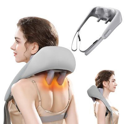 5D Neck & Shoulder Massager with Heat - Portable Kneading Massager for Pain Relief & Comfort - Grey