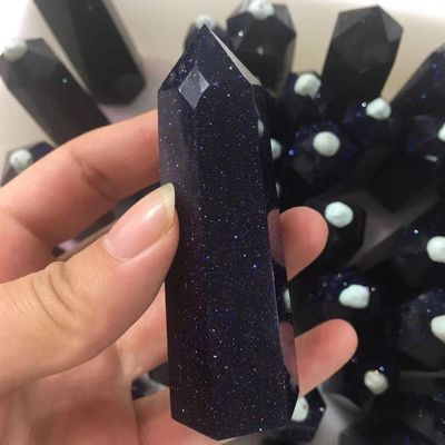 EFLAL Blue Sand Stone Point Single-Ended Pagoda Gem 1 Piece Beautiful Crystal crystal stone