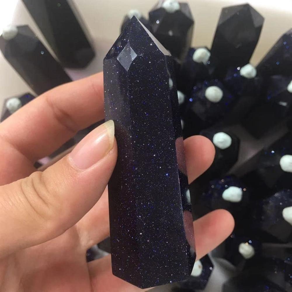 EFLAL Blue Sand Stone Point Single-Ended Pagoda Gem 1 Piece Beautiful Crystal crystal stone
