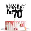 70th Birthday Cake Topper, Happy 70th Birthday Cake Decorations, 70 and Fabulous, Cheers to 70 Years, Funny 70th Birthday Party Decorations Black Glitter view 1