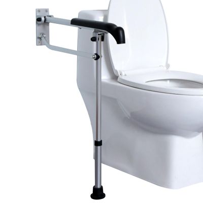 LTLWSH Toilet Grab Bar for Elderly, 23.6Inch Height Adjustable and Flip Up Handicap Grab Bars for Bathroom, Aluminum Alloy Floor to Wall Toilet Safety Rails
