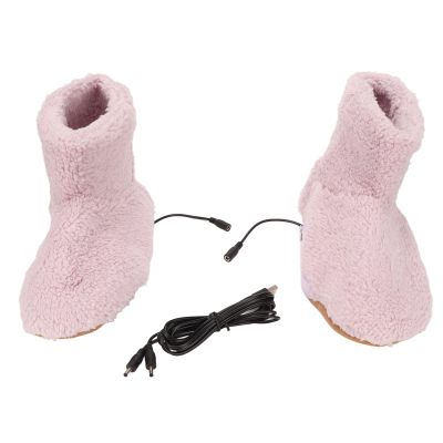 1 Pair Heated Slippers Boot, Soft Plush Heated Foot Warmer Shoes Heated Socks Winter Feet Warmers Electric Heating Boots Foot Heater Warmer Slipper for Cold Winter(Pink)