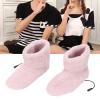 1 Pair Heated Slippers Boot, Soft Plush Heated Foot Warmer Shoes Heated Socks Winter Feet Warmers Electric Heating Boots Foot Heater Warmer Slipper for Cold Winter(Pink) view 3