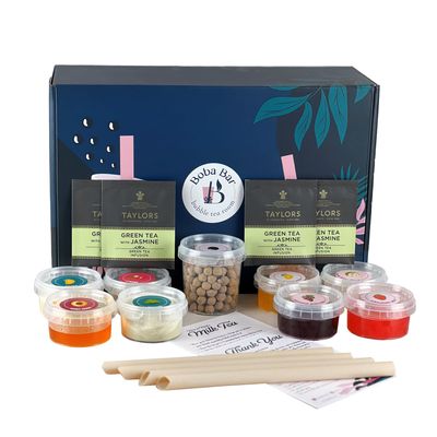 BOBA BAR Sunny Day Mixed Bubble Tea Kit (Serves 4 x 500 Ml Drinks) - Includes a Variety of Mix Tea Flavors, Popping Boba and Jelly Toppings | Gluten-Free | Contains Tapioca Pearls and Tea Bags