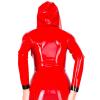 Red and Black Trims Decoration Sexy Latex Dress with Hoodies Zip,Blue with Black,XXL view 2