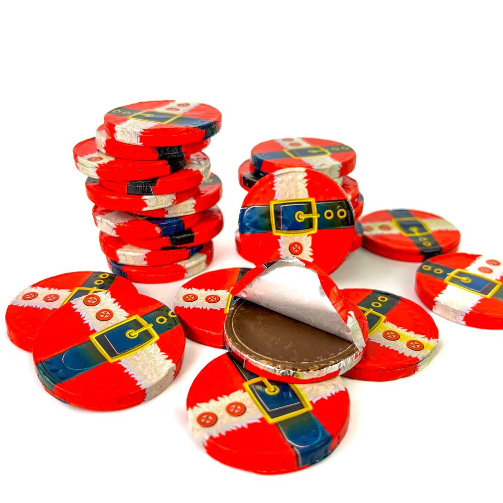 50 Santa Coins Christmas Party Chocolate Bag Chocolate Sweets by The Sweet Treat Gifting Co.