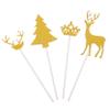 Christmas Decorations,Christmas Cupcake Toppers 28pcs Christmas Card Santa Tree Topper Deer Cupcake Picks Cake Insert Adorn Golden Appetizer Animal Glitter Paper Christma view 1
