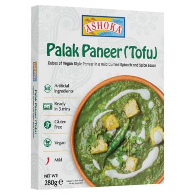 Ashoka Palak Paneer - 280g (Pack of 10) - Authentic Indian Spinach and Cottage Cheese Curry | Ready-to-Eat | No Preservatives | Family Pack