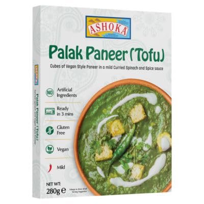 Ashoka Palak Paneer - 280g (Pack of 10) - Authentic Indian Spinach and Cottage Cheese Curry | Ready-to-Eat | No Preservatives | Family Pack