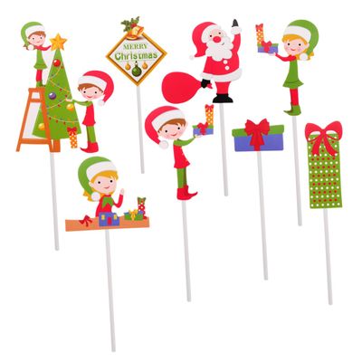 Christmas Decorations,5 Sets 40 Pcs Santa Claus Plug Christmas Dessert Picks Xmas Cupcake Christmas Tree Cupcake Toppers Food Wrapping Paper Fruit Decor Fruit Cakes Santa