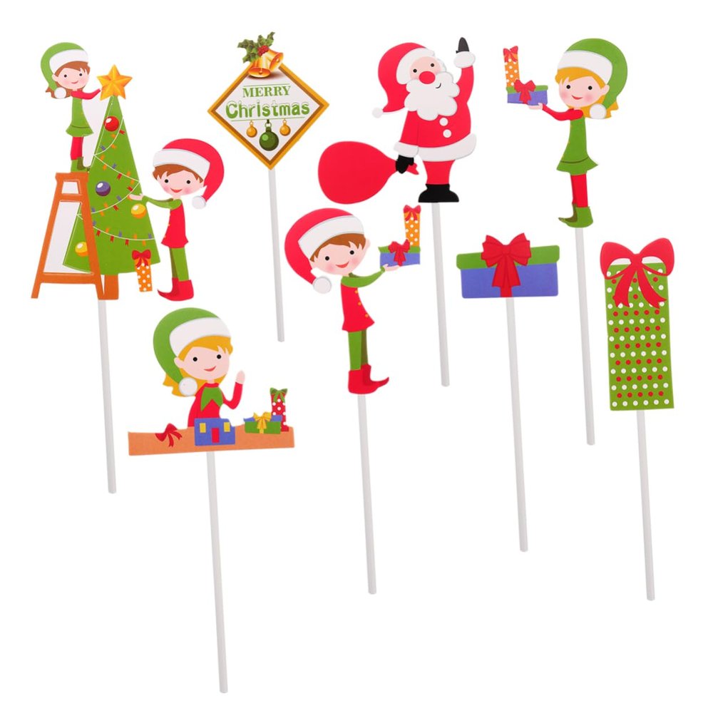 Christmas Decorations,5 Sets 40 Pcs Santa Claus Plug Christmas Dessert Picks Xmas Cupcake Christmas Tree Cupcake Toppers Food Wrapping Paper Fruit Decor Fruit Cakes Santa