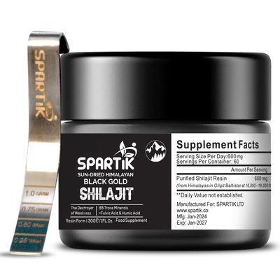 Pure Himalayan Shilajit Resin- 600mg 100% Natural Shilajit with 85+ Trace Minerals & Fulvic Acid for Energy, Strength & Immunity, 30 Grams (1)