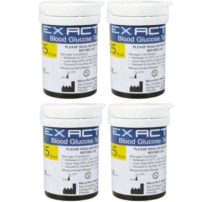 Blood Glucose Test Strips x 100pcs & Lancets x 100, Only for Exactive Vital Glucometer Blood Glucose Monitor