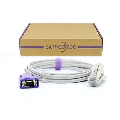 skmeditec Compatible with Nellcor Oximax SpO2 Sensor Direct Connect Cable, 9.8FT Vet Clip Probe with 14 Pins Connector, Replacement Cord with Chip