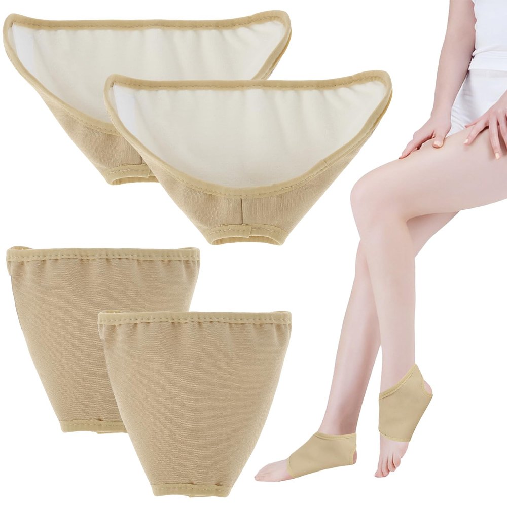 4Pcs Ankle Oil Pack Set Washable Reusable Ankle Essential Oil Wrap Mess-Free Oil Pack Wrap Soft Comfortable Bamboo Velvet Essential Oil Wrap Leak-Proof Oil Pack for Ankle #(Ankle,khaki)