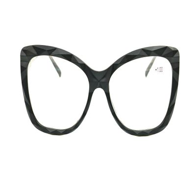 Fads & Fashions Cat Eye Oversized Reading Glasses Womans with Spring Hinges 3 Colours DX71 (Matt Black, +1.0)