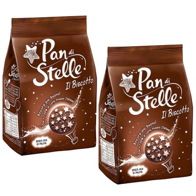 Mulino Bianco Pan Di Stelle 350g Italian Biscoti Cookies | Soft Shortbread Pastries Biscuits | GMO & Palm Oil Free | Creamy Chocolate | Icon of Taste and Goodness (Pan Di Stelle 350g, 2 Pack)