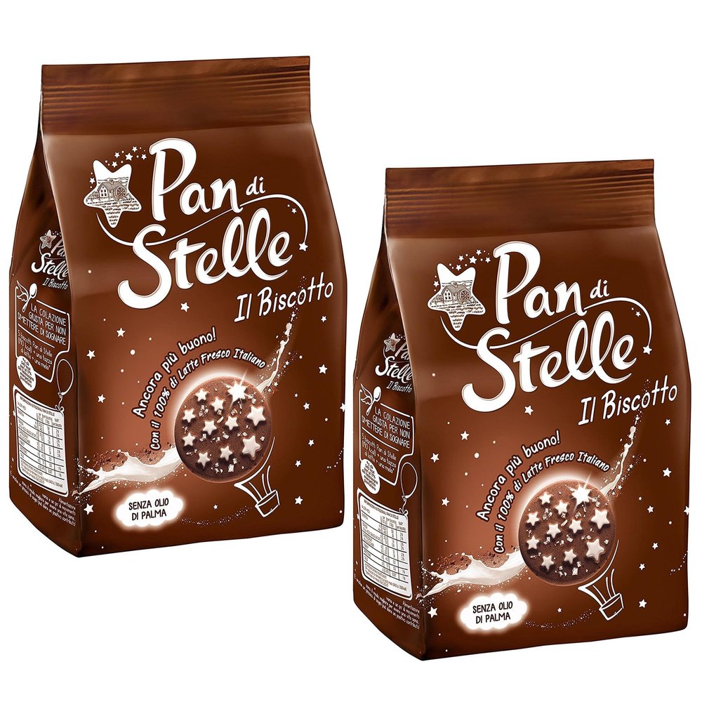 Mulino Bianco Pan Di Stelle 350g Italian Biscoti Cookies | Soft Shortbread Pastries Biscuits | GMO & Palm Oil Free | Creamy Chocolate | Icon of Taste and Goodness (Pan Di Stelle 350g, 2 Pack)