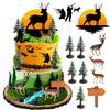 13PCS Deer Hunting Cake Topper Deer Hunter Cake Decoration Set Deer Tree Green Camo Hunting Birthday Decorations for Camo Camping Hunting Birthday Baby Shower Party Supplies view 1