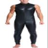 AIEOE Men's Jumpsuit Patent Leather PVC Overall with Long Zipper Sexy One-Piece Suits Slim Fit, Black 04, M view 1