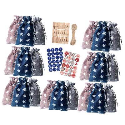 DELURA 1 Set Drawstring christmas drawstring bag Calendar Bag Christmas bag jewelry bag Gift Wrapping Bag container holiday drawstring bags Christmas Calendar Hanging Pendant gift bag/34
