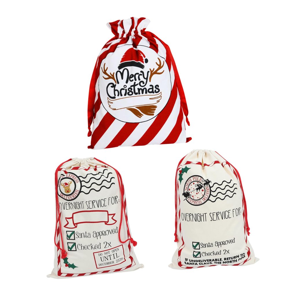 ABOOFAN 3pcs Christmas Bag Drawstring Pouches for Presents Xmas Containers for Christmas Decorations and Storage Random Style Random Color