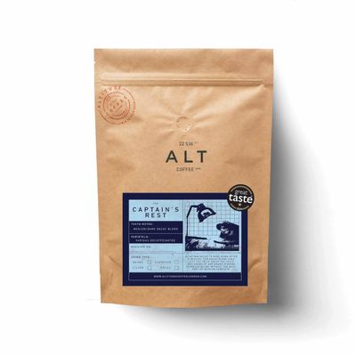 Altitude Coffee London - The Captain's Rest Decaf Specialty Coffee Blend, Medium/Dark Roast, CO2 Natural Decaffeination Process, Whole Beans (250g)
