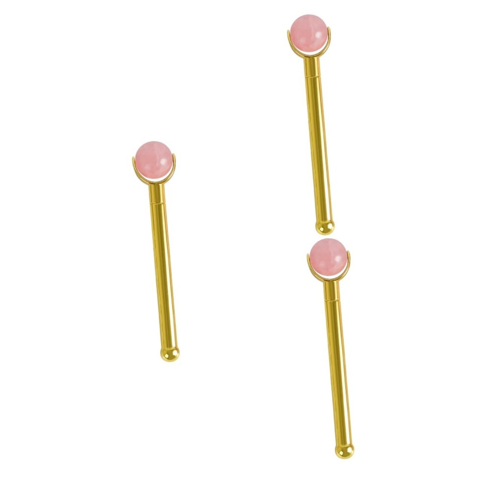 POPETPOP 3pcs Jade Roller Face Massager for Skin Care Aging Facial Roller Metal Handle Facial Massage Tool for Face Gym