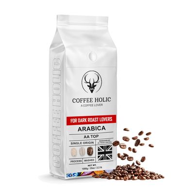 Coffee Holic - Colombian Coffee Beans 1Kg - (Arabica Top)  Dark Roast Coffee Beans - Rich Flavoured