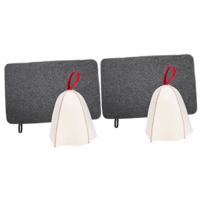 FRCOLOR 2sets Sauna Hat and Mitten Felt Mat for Bathing for Sauna Use Includes