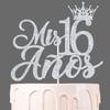 Sliver Glitter Mis 16 Anos Cake Topper, Sweet 16/Happy 16th Birthday/Cheers to 16 Years/Happy Sweet 16, Funny 16th Birthday Party Decorations Supplies view 1