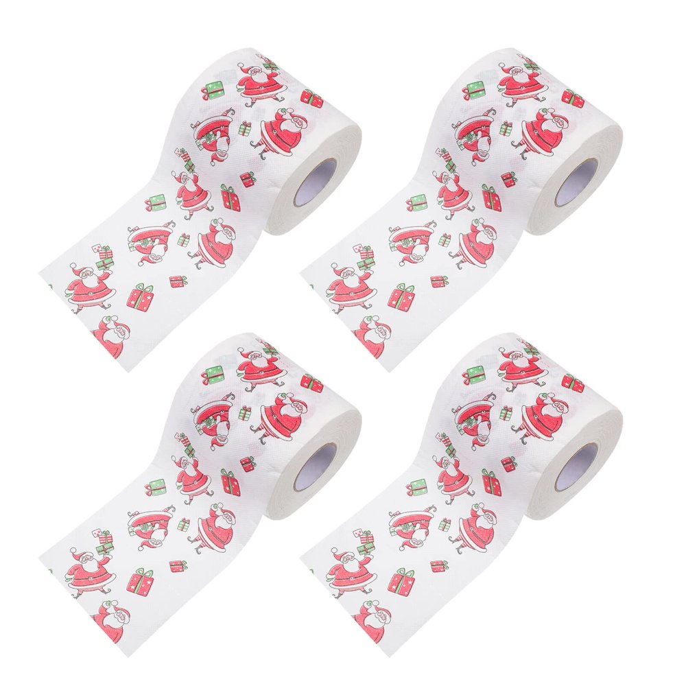 Cabilock 4rolls Christmas Themed Printed Toilet Paper Bulk Pack Creative Festival Printing Napkin for Dinner Party and Home Decor