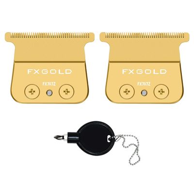 FX707Z DLC Replacement Blades Compatible with BaBylissPRO FX787 & FX726 Barberology Trimmer Blades (Gold 2 Pack)