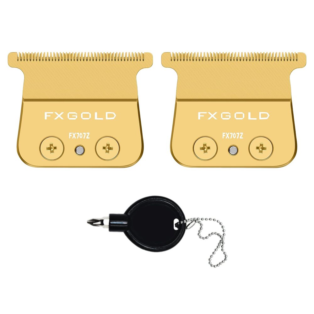 FX707Z DLC Replacement Blades Compatible with BaBylissPRO FX787 & FX726 Barberology Trimmer Blades (Gold 2 Pack)