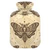 Hot Water Bottle, 1L Small Hot Water Bag with Soft Plush Warmer Cover Gothic Beige Skull Moth Butterfly, Leak Proof Screw Plug Best for Winter Sports Outdoors Back Neck and Leg Cold Muscle Pain and Cr view 1