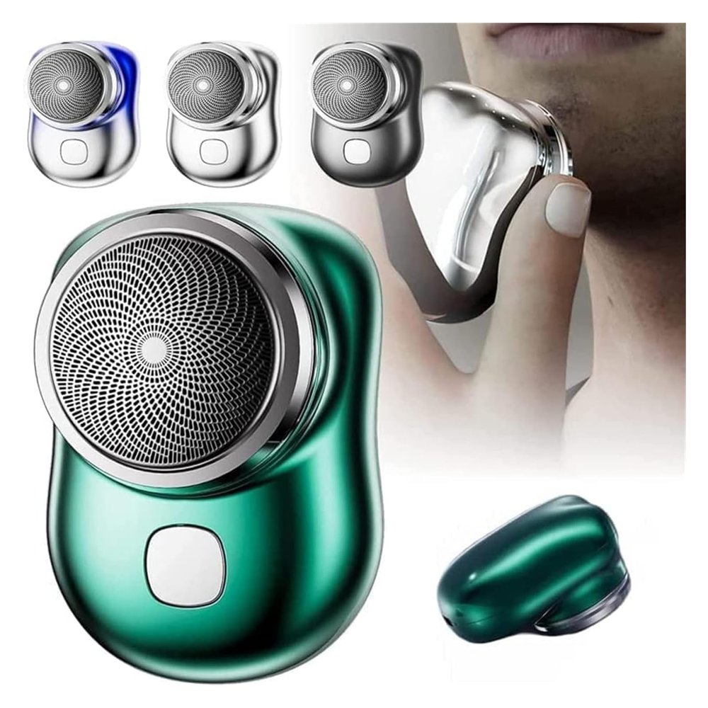 Zao Mini Shaver Men 2023, Electric Razor for Men Face Clean Shave, Portable Pocket Size Washable Electric Razor Wet and Dry, USB Mini Shaver for Home, Car, Travel (Green)