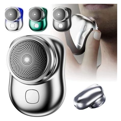 Zao Mini Shaver Men 2023, Electric Razor for Men Face Clean Shave, Portable Pocket Size Washable Electric Razor Wet and Dry, USB Mini Shaver for Home, Car, Travel (Silver)