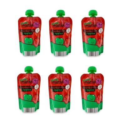 6x Mamia Strawberries & Apples Puree 4+ Months 120g