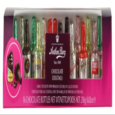 Anthon Berg 16 Dark Chocolate Cocktails, Famous Spirits with a Delicious Liquid Filling, 250 g (Pack of 1)