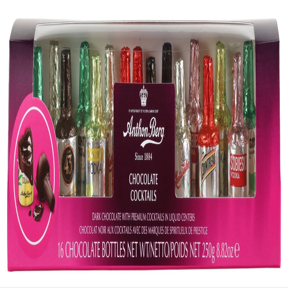 Anthon Berg 16 Dark Chocolate Cocktails, Famous Spirits with a Delicious Liquid Filling, 250 g (Pack of 1)