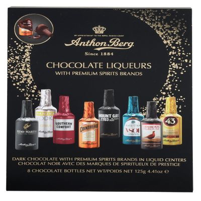Anthon Berg 8 Chocolate Liqueurs, Famous Spirits with a Delicious Liquid Filling, 125 g (Pack of 1)