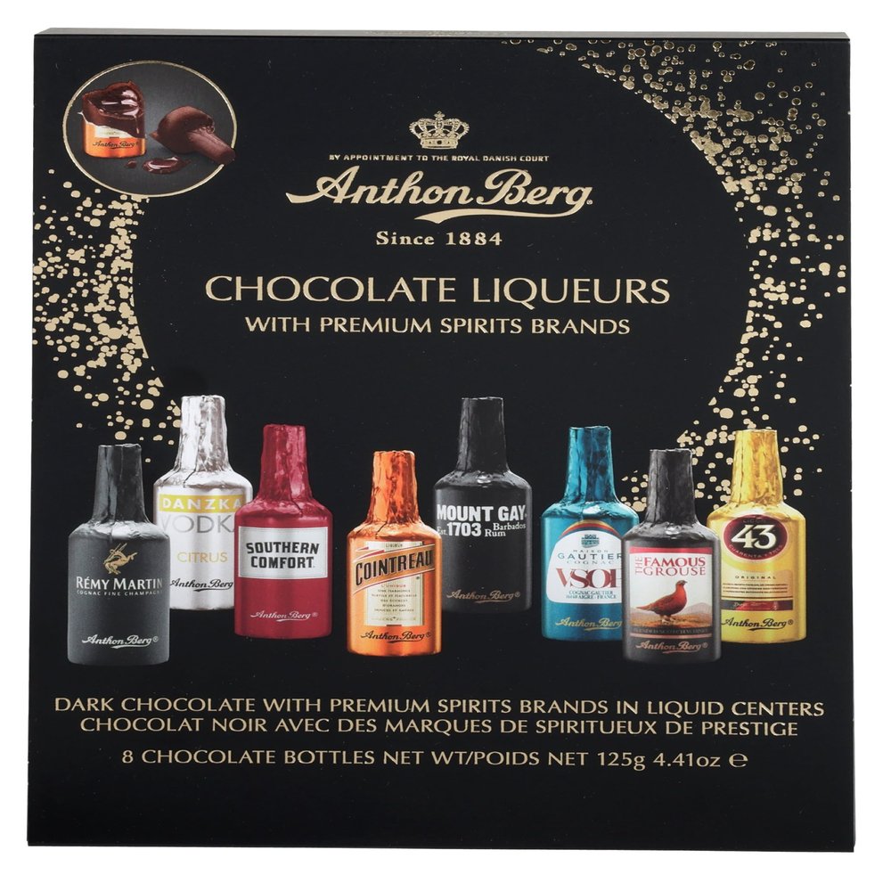 Anthon Berg 8 Chocolate Liqueurs, Famous Spirits with a Delicious Liquid Filling, 125 g (Pack of 1)
