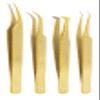 4-Piece Eyelash Tweezers Set for Flawless Grooming, Beauty Pluckers Stainless Steel, Nose and Facial Hairs Ingrown Hair Removal Splinter UK (Gold) view 1